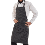 Neck apron black with white stripes